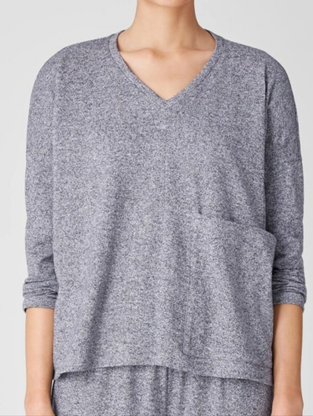 EILEEN FISHER Organic Cotton Hemp Melange V-Neck Top